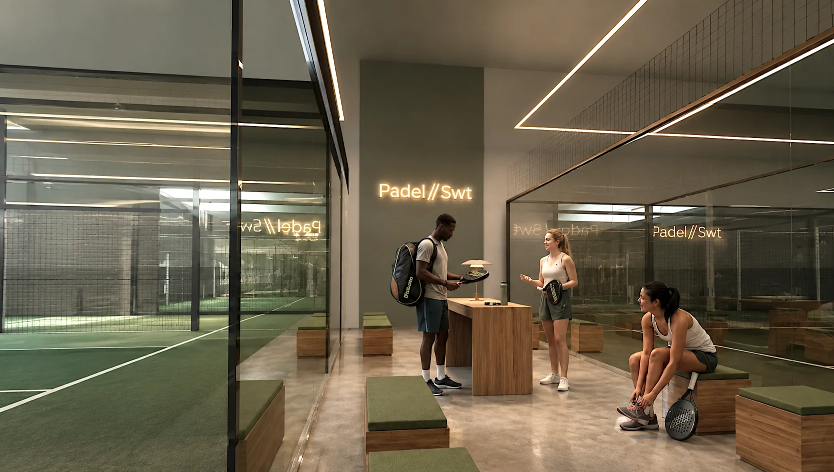 Club corridor leading to the courts